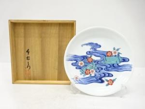 今泉今右衛門造　色鍋島筏桜絵　額皿